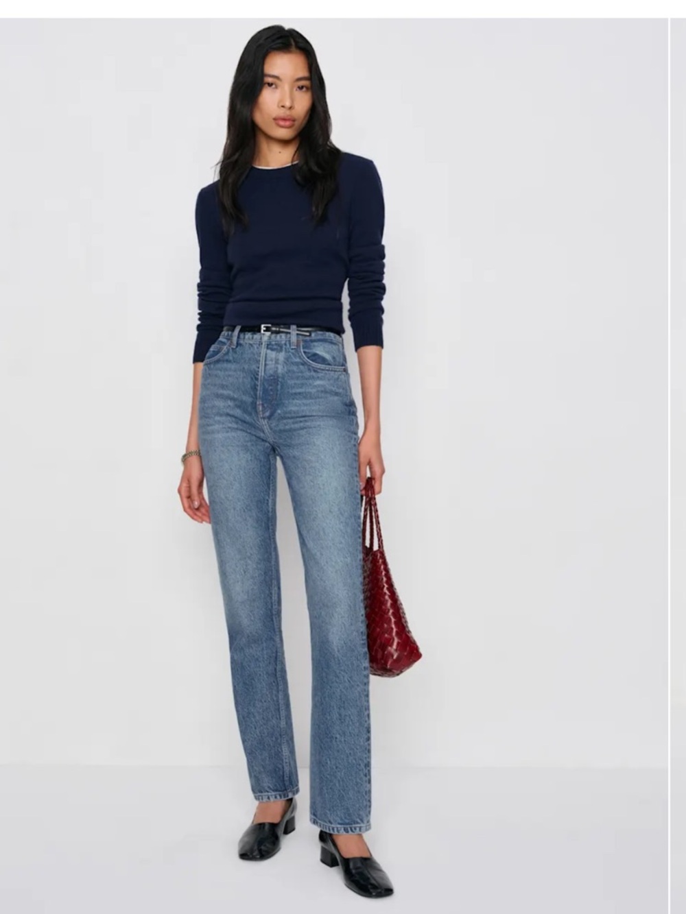Reformation woman’s Straight Jeans in Medium Blue Wash